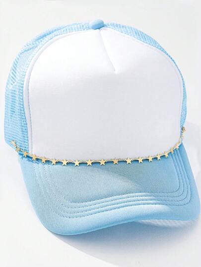1pc Starry Sky Pendant Hat Chain, Fashionable Minimalist Style, Geometric Five-Pointed Star Design, Casual Baseball Cap Accessories, Daily Accessories