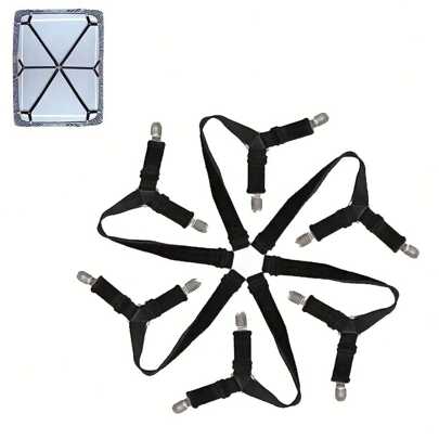 送给妈妈的好礼物！床单紧固件固定器 - 可调节弹性床单固定带，适用于双人床、大号床、特大号单人床、6 向交叉床单夹吊带，适合圆形和方形床垫。