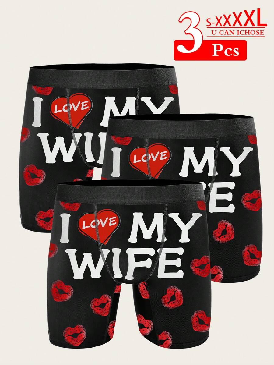 3pcs Men Underwear Digital Print Long Boxer Briefs For Men - Multicolor - View 1