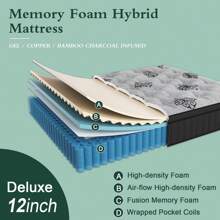 Duchessz 9"10''12"14"  Twin Full Queen King Gel Memory Foam Hybrid Pocket Spring Mattress In A Box Medium Firm - 12寸 - 查看 3