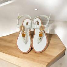 Luxury Women's Flat Sandal With Stones - 白色 - 查看 2