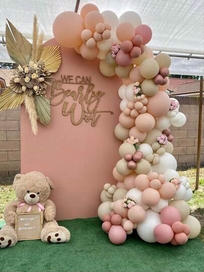 Creme Beige Rosa Taufe Geburtstag Ballon Erste Geburtstag Hochzeitsfeier Zubehör, Abschluss Dekoration, Feiertags Dekoration, Innen- und Außenbereich Dekoration, Heim Dekoration, mit Klebeflecken und Ballonketten