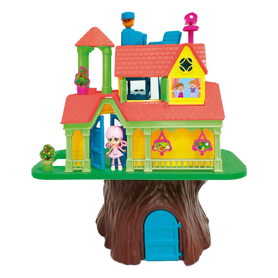 Children's Toy Tree House With 2 Dolls - Multicolor - View 1
