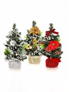 1Pc Artificial Mini Christmas Tree With Ornaments, Tabletop Small Pine Tree Christmas Decoration For Home, Office, Kitchen, Dining Table - Multicolor - View 9