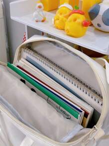 Y2K 新款 2024 Itabag 女士带 PVC 透明口袋徽章展示板单肩包女孩学校书包 Ita 包斜挎包 JK 娃娃包 - 白色 - 查看 11