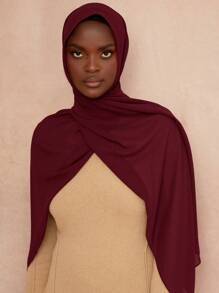 1pc Basic Pearl Chiffon Muslim Hijabs Scarf, Daily Wear - Multicolor - View 36