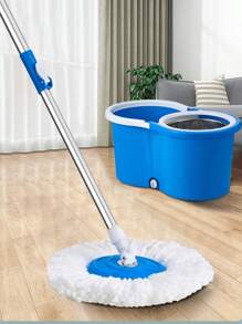 Trapeador mágico 360° spin mop: Limpieza profunda sin esfuerzo.Juego de fregona rotatoria de doble impulsión con cesto en forma de ocho y doble cabezal, fácil de usar en el hogar y sin necesidad de lavarse las manos, con presión manual y cubo para fregona - Verde - Ver 3