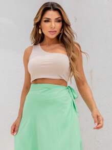 Women's Wrap Skirt With Viscose Lining - verde menta - Ver 3