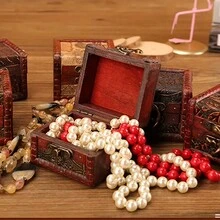 1 hộp đựng đồ bằng gỗ cổ điển, hộp trang trí nhỏ, hộp đựng đồ trang sức cổ điển, món quà thanh lịch cho Halloween và Giáng sinh - Nhiều màu - Xem 1