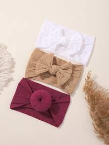 Bộ 3 phụ kiện tóc trang trí nơ xoắn trơn có độ đàn hồi cao cho bé và trẻ em - Bộ dây buộc tóc xoắn màu nâu nhạt - Xem 2