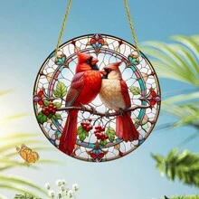 1 pièce, capteur de lumière en acrylique de cardinaux, décoration de fenêtre en acrylique 2D, convient pour la cour, le jardin, le porche, la pièce, la décoration murale, cadeau pour les amateurs d'oiseaux - Multicolore - Voir 4