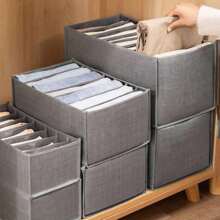 1 pièce/3 pièces - Boîte de rangement pour vêtements et pantalons, boîte de finition des vêtements avec compartiments, boîte de rangement en couches pour jeans et sous-vêtements, boîte de rangement pour vêtements de type tiroir, boîte de classification pliable en tissu pour robes, pantalons, chaussures, jeans, bottes, jupes