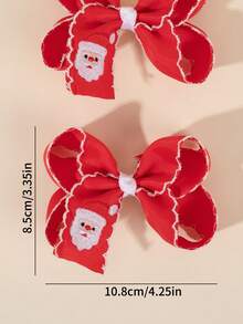 2 件圣诞礼物发饰，适合女士女孩圣诞老人刺绣蝴蝶结鳄鱼夹红色罗缎丝带大蝴蝶结发夹可爱圣诞蝴蝶结发夹，适合圣诞派对回礼品女士时尚发饰 - 聖誕老公公 - 查看 4