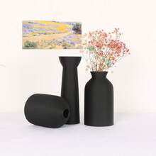 1 件波西米亚艺术花瓶，现代家居装饰圆柱形塑料花瓶，客厅装饰，餐厅装饰 - 适用于婚礼中心、客厅和派对装饰、丰收节礼物 - 黑色 - 查看 9