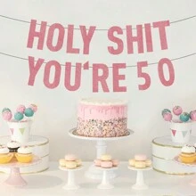 1 Set Rose Gold/Black/Gold Glitter "Holy You're 18 21 30 40 50 60 70 80" Banner, Happy Birthday Celebration Party Decorations