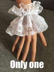 1/2 对女士蕾丝短袖袖口、蕾丝短腕袖、短蕾丝袖口手套、网眼和花卉蕾丝装饰、防滑袖套和手套、哥特式洛丽塔配饰、适用于婚纱配饰、角色扮演 - 彩色 - 查看 6