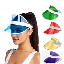 Kit 2 Transparent Visor Anitta Summer Pool Beach Running Sun Protection - Màu vàng - Xem 2
