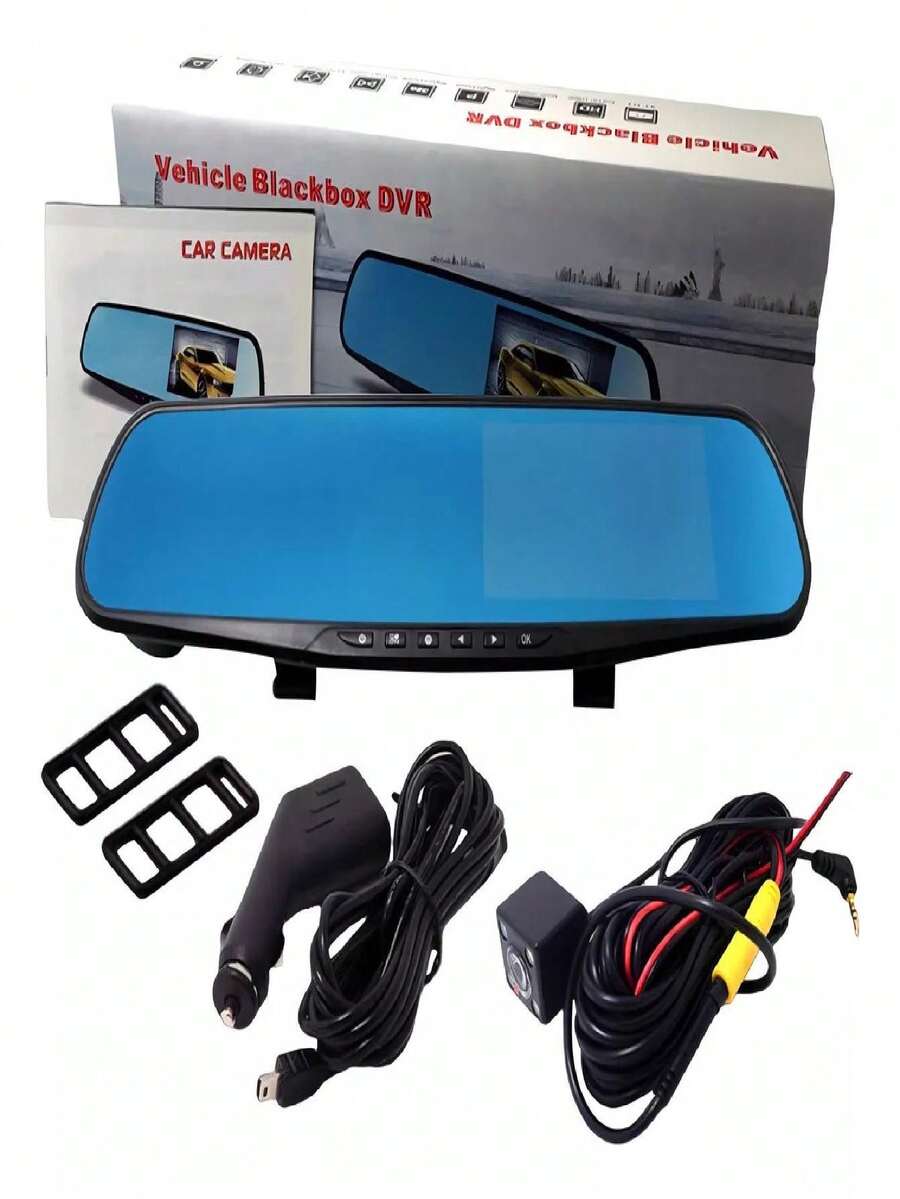 Espejo Retrovisor Con Doble Cámara Hd 4.3 Delantera/trasera - Negro - Ver 1