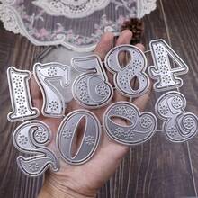 Thêu số 0-9 Khuôn cắt kim loại cho sổ lưu niệm DIY Trang trí dập nổi Thủ công mỹ nghệ Khuôn cắt, Khuôn cắt hình DIY - Bạc - Xem 5