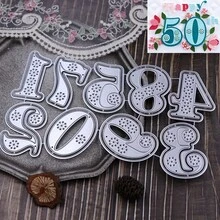 Thêu số 0-9 Khuôn cắt kim loại cho sổ lưu niệm DIY Trang trí dập nổi Thủ công mỹ nghệ Khuôn cắt, Khuôn cắt hình DIY - Bạc - Xem 1