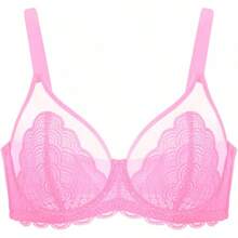 HSIA Minimizer Bra For Women - Plus Size Lace Bra Womans Full Coverage Bras Unlined Underwire Bra For Heavy Breast - 淺粉色 - 查看 11