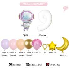 Bộ 115 bóng bay, bao gồm bóng bay cao su và bóng bay lá nhôm hình phi hành gia màu hồng và số màu trắng, thích hợp cho đám cưới, sinh nhật bé gái, tiệc tùng, ngoài trời, nhiều đồ trang trí theo chủ đề giấc mơ khác nhau - Nhiều màu - Xem 7