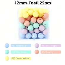 50 件霓虹硅胶珠子套件 - 12/15 毫米鲜艳圆珠混合套装，DIY 珠宝制作工艺配件，时尚装饰珠子，适用于笔饰、手链、项链、钥匙扣和多用途创意礼物 - 彩色 - 查看 18