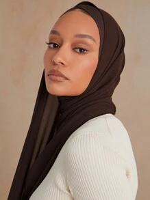 1pc Basic Pearl Chiffon Muslim Hijabs Scarf, Daily Wear - Multicolor - View 10