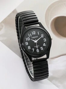 1 Đồng hồ thạch anh thời trang thường ngày dành cho nữ, phong cách sang trọng dành cho học sinh trung học, dây thun, thiết kế cổ điển - màu đen - Xem 4