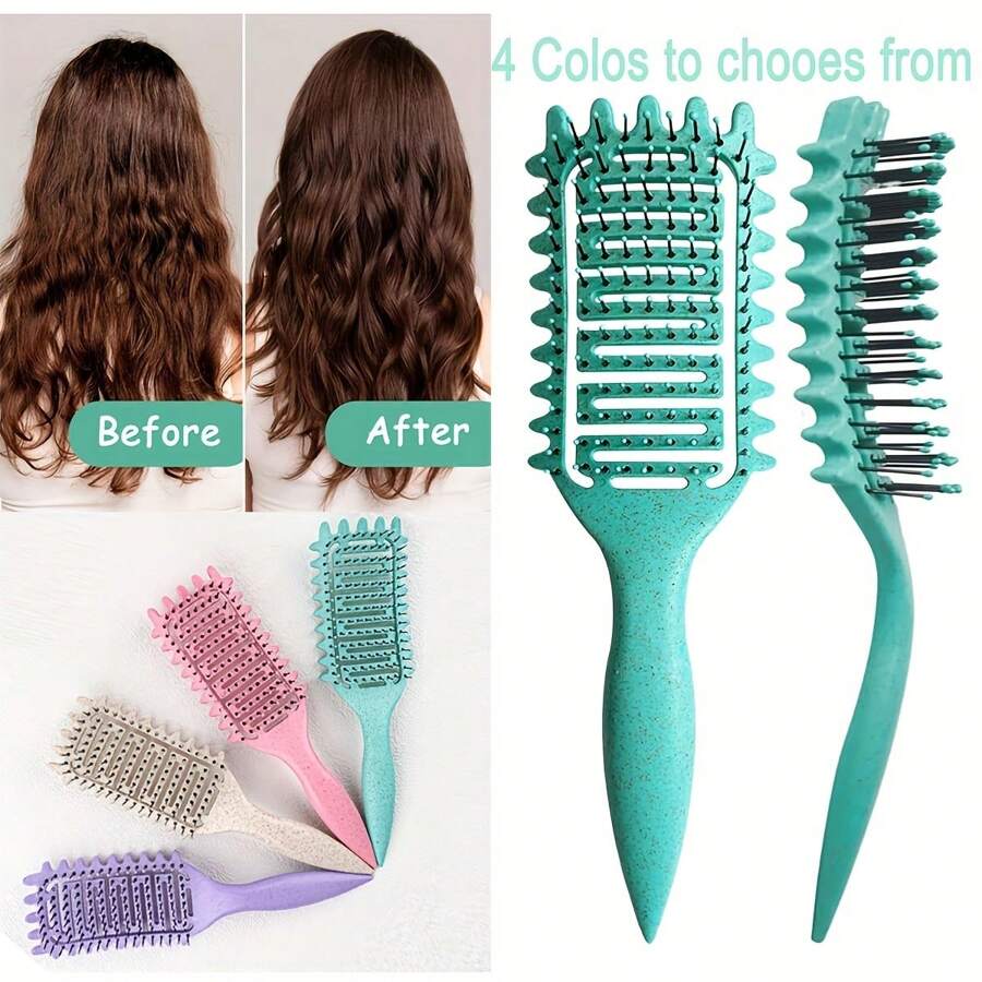 INGRID 1 件适用于干发的塑料刷毛顺发梳 - ABS 手柄，轻质卷发造型刷，配有柔软按摩头和灵活设计 - 适合所有发质，顺滑塑造卷发，不会造成损伤 - 彩色 - 查看 1