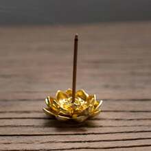 Soporte mini de loto dorado para incienso aromático, quemador de incienso con aroma a loto para el hogar, accesorios para ceremonias de té, soporte para varillas de incienso