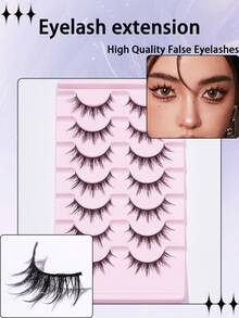 7 Cặp Lông Mi Manga - Tự Nhiên, Dày 3D, Mỏng, Mượt, Nhọn, Lông Mi Anime & Cosplay - Gói 7 - Chùm Riêng Biệt - Phong Cách Hàn Quốc & Nhật Bản - Lông mi Criss Cross - Xem 8