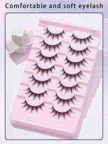 7 Cặp Lông Mi Manga - Tự Nhiên, Dày 3D, Mỏng, Mượt, Nhọn, Lông Mi Anime & Cosplay - Gói 7 - Chùm Riêng Biệt - Phong Cách Hàn Quốc & Nhật Bản - Lông mi Criss Cross - Xem 2