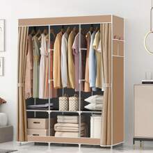 1Pcs,Portable Closet,Portable Wardrobe Closet Storage With 3 Hanging Rods,6 Storage Shelves,Side Pocket For Clothes Storage Organizer,16mm Iron Pipe