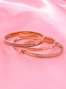 1 chiếc vòng tay trang trí hoa bốn lá pha lê tinh xảo, phù hợp để đeo hàng ngày cho phụ nữ - Hoa hồng vàng - Xem 3