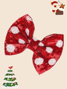 Kẹp tóc nơ vàng kim loại 5 inch (12,7cm) cho Giáng sinh, có thêu, chấm bi, cỏ ba lá, phù hợp cho bé gái - Nhiều màu - Xem 15