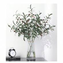 5 pezzi Ramo d'ulivo artificiale da 29,5 pollici, stelo artificiale lungo verde, foglie di ramo d'ulivo artificiale, adatto per decorazione d'ufficio, Natale, cucina, casa, matrimonio, interno