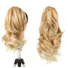 Long Curly Hair Extensions With Ponytail Clip For Women Synthetic Hair Accessory For Halloween And Christmas - 金色 - 查看 1