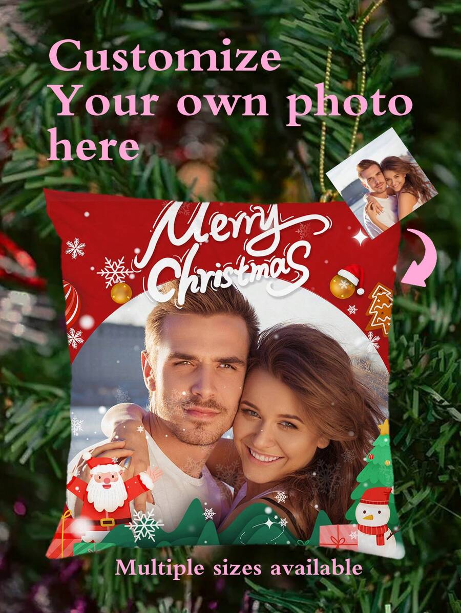 1pc Christmas & New Year Gift Customized 18"X18" Super Soft Plush Throw