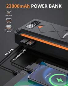 ACMOUNT power bank per avviamento di emergenza, avviatore per auto da 3000 A per veicoli a 12 V, power bank per avviamento con display LCD, torcia a LED, USB, bussola (fino a 10,0 litri di benzina, motori da 8,0 litri) avviatore di emergenza per auto