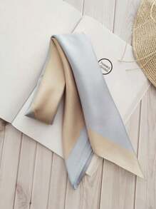 1pc Fashion Minimalist Color Block Splice Printed Faux Silk Multifunctional Women Scarf, Suitable For Daily, Home Leisure, Outdoor Windproof, Commuting Warmth, Dance Party, Holiday Gift, Elegant Women Clothing Accessory