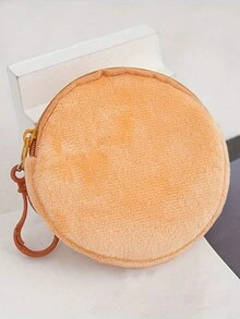 5PCS Mini Colorful Faux Fur Round Coin Purse With Key Ring, Small Zipper Pouqch For Women, Simple Zipper Wallet - Multicolor - View 10