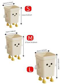 1pc Cream Style Garbage Can, New High-Quality Aesthetic Home Use Cartoon Cute Large Size Trash Can For Living Room, Bedroom, Kitchen, Bathroom Home Bathroom Decor Bathroom Organizer Fall Decor Back To School