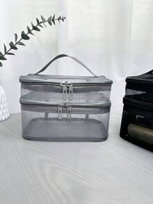 1 chiếc Túi đựng mỹ phẩm du lịch hai lớp lưới đen đa năng dung tích lớn, dành cho phụ nữ/bé gái, Túi đựng đồ trang điểm, Túi đựng đồ vệ sinh cá nhân, Đồ dùng thiết yếu khi đi du ngoạn, Đồ dùng thiết yếu khi ở ký túc xá, Quà tặng phù dâu, Quà tặng mẹ, Quà tặng sinh nhật, Quà tặng cho bạn bè, Giáo viên, Đồ trang trí nhà cửa, Phòng tắm, Phòng ngủ, Hộp đựng trang sức, Son bóng, Hộp đựng sơn móng tay - màu đen - Xem 8