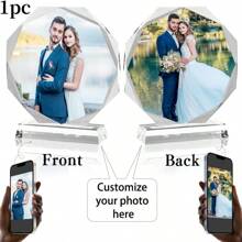 1 st. Gepersonaliseerde fotokristallen hanger, aanpasbare fotohanger met displaystandaard, perfect aandenken voor koppels, perfect feestelijk cadeau voor Nieuwjaar en Valentijnsdag!