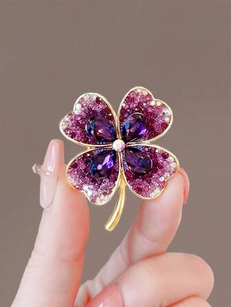 Exquisite & Shiny Clover Brooch For Women, Elegant & High-End Lapel Pin Accessory For Suit, New Arrival Valentines,Mom,Mother,Mother's Day,Gift
