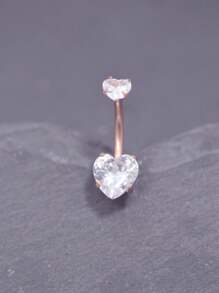 1PC Steel Belly Button Rings Crystal Piercing Navel Heart Style Navel Piercing Earring Belly Piercing Sexy Body Jewelry Ombligo Valentines,Mom,Mother,Mother's Day,Gift - Multicolor - View 14