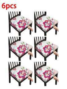 1/2/4/6pcs Printed Square Seat Cushion Covers, Elastic Removable Washable Chair Covers For Dining Room, Kitchen - Multicolor - View 13