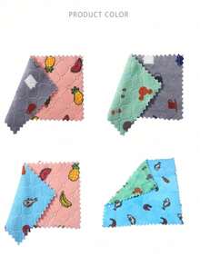 1/5/10 miếng khăn lau bát đĩa nhà bếp, miếng bọt biển rửa chén Cellulose có thể tái sử dụng, khăn lau sợi san hô mềm mại thấm hút và họa tiết dễ thương, khăn lau khô nhanh có thể giặt bằng máy, màu ngẫu nhiên - Nhiều màu - Xem 12