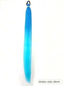 1pc 28 Inch (70cm) Blue Braided Ponytail Hair Extension, Colorful Festival Celebration Elastic Wrap Around Soft Woven Ombre Synthetic Hair Extension For Women